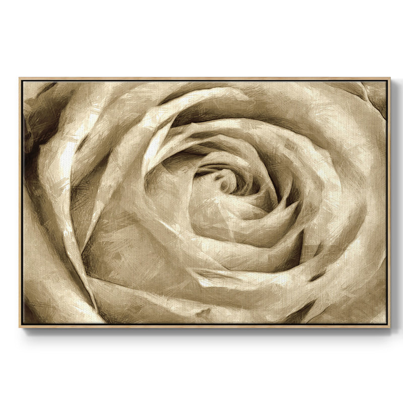 Neutral Wall Flower IV, reproduction d'art sur toile encadrée, H 25 po x l 37 po x P 2 po, Naturel