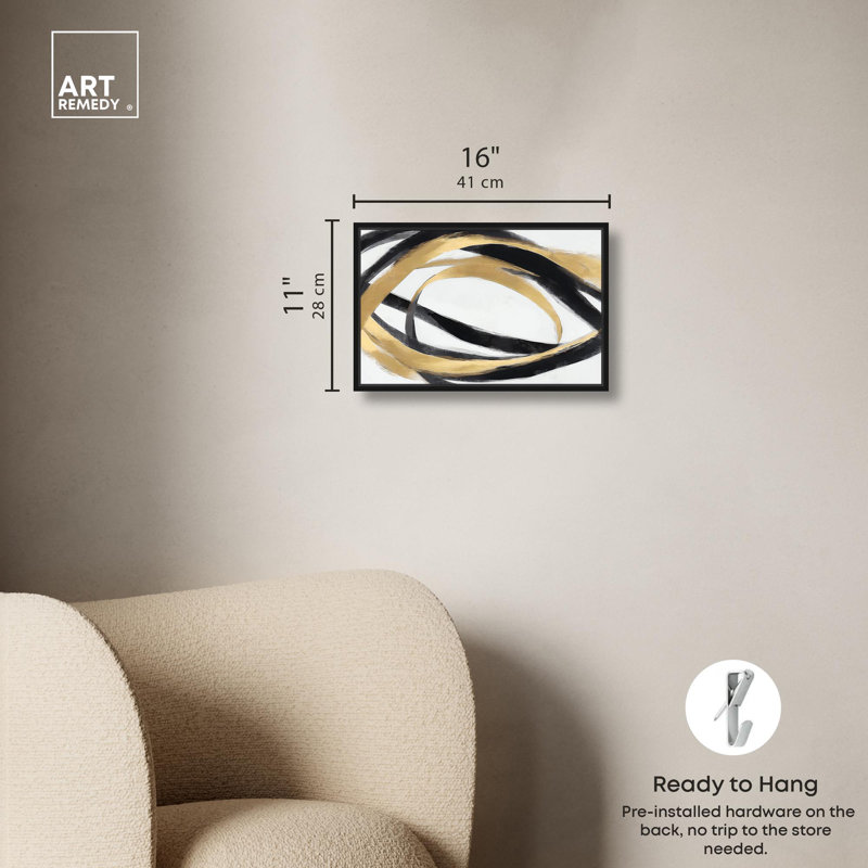 Toile Loops of Luxury II par Art Remedy, H 11 po x l 16 po, Noir, Cadre flottant