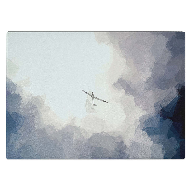 Tempered Glass Air Glider in the Clouds Chopping Board, 28.5 cm W x 20 cm L
