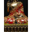 Statue de petit Bouddha assis de 6 pouces en Vitark Mudra avec incrustation de laiton