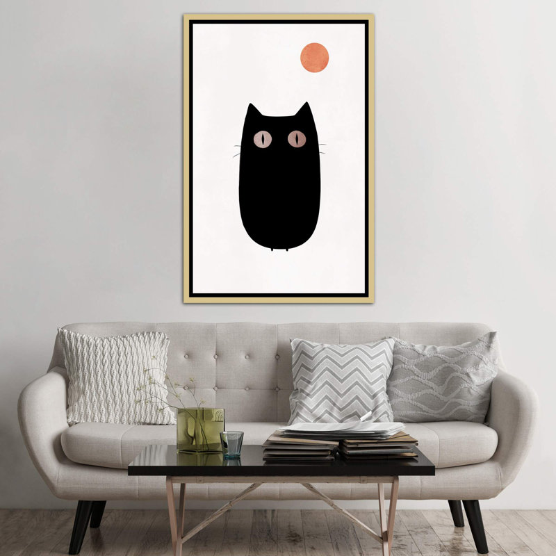 " The Cat " by Kubistika, Gold Framed Canvas, No Mat, 60" H x 40" W x 1.5" D
