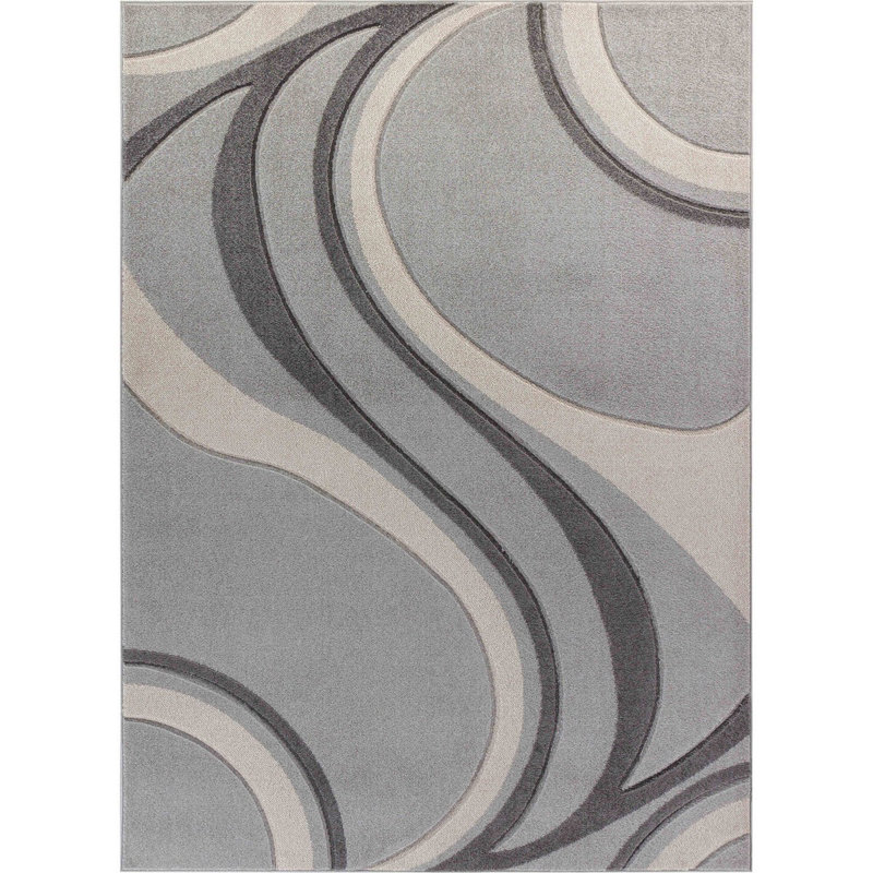 Beige Modern Rug, Abstract Easy to Clean Rug For Living Room, Dining Room, Bedroom, Kitchen, Rectangle 160 x 213 cm