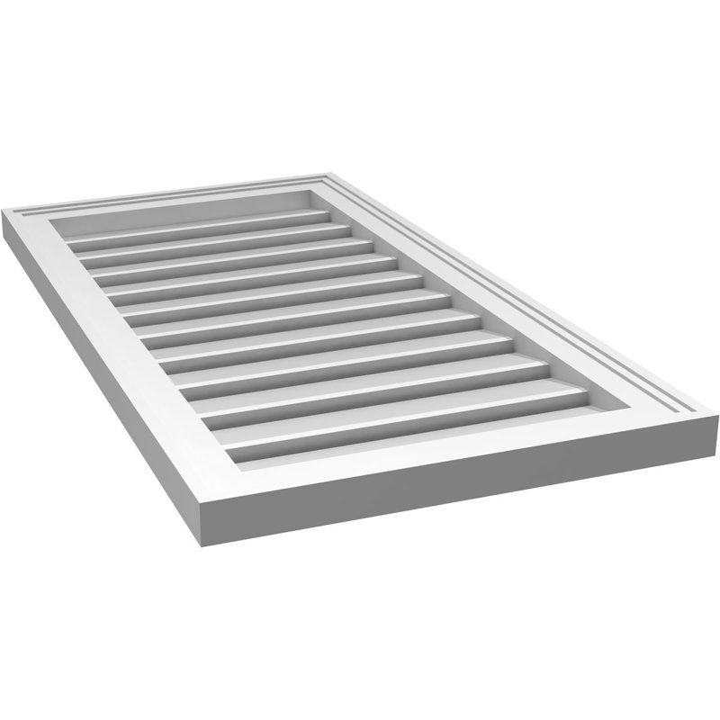 Évent à pignon fonctionnel en uréthane rectangulaire à fixation en surface, brun clair apprêté, H 34 po x l 18 po x P 1,5 po