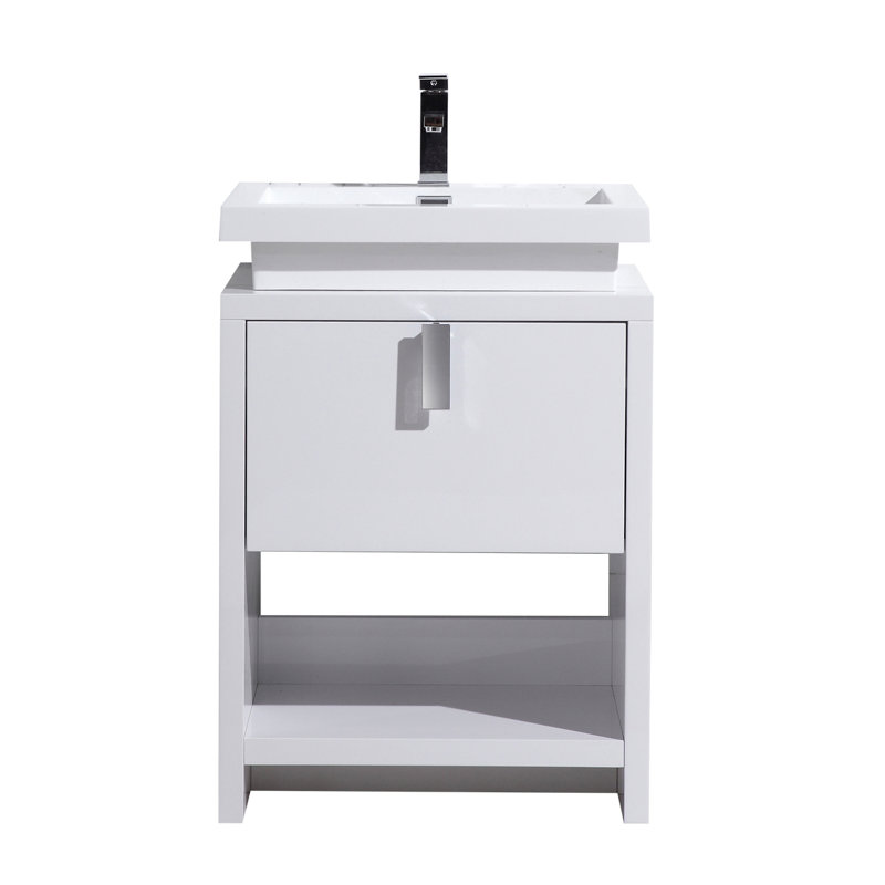 Ovando 23.6'' Single Bathroom Vanity with Acrylic Top, White