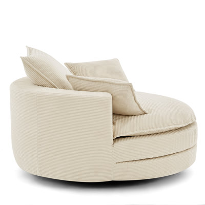 Oversized 360° Swivel Lounge Chair - Dual-Layer Comfort & Deep Seating