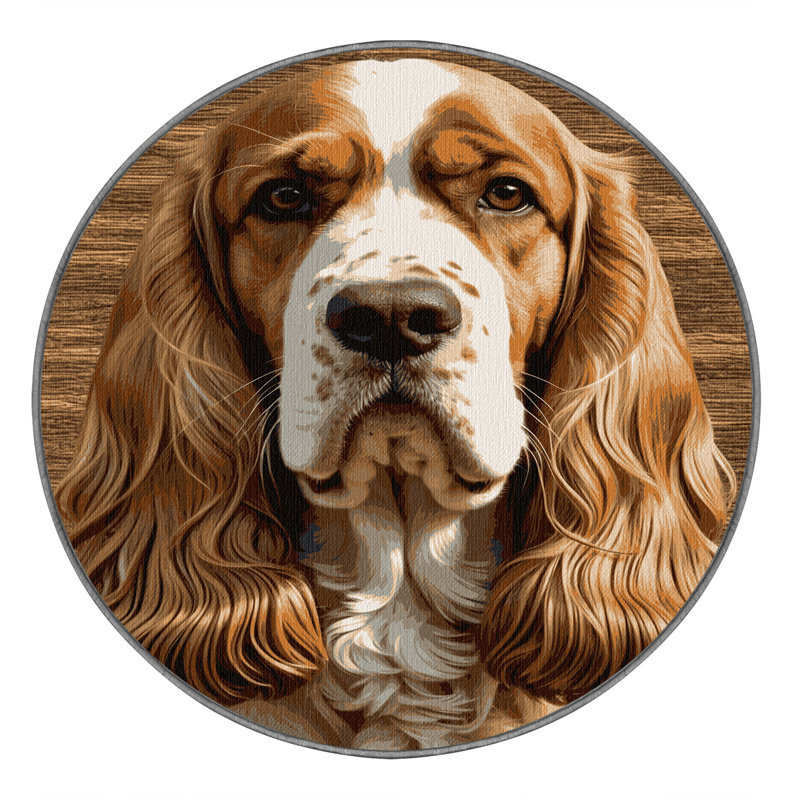 Washable Sussex Spaniel Dogs Area Rug, Round 5'