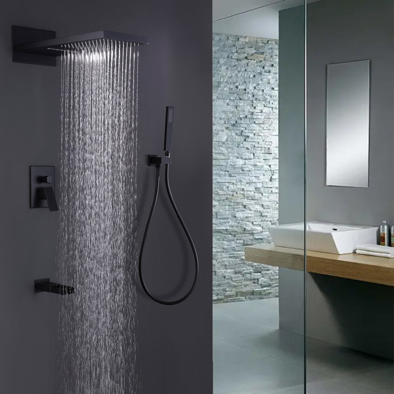 8-Inch Matte Black Multi-Head Rain Shower System with Filter