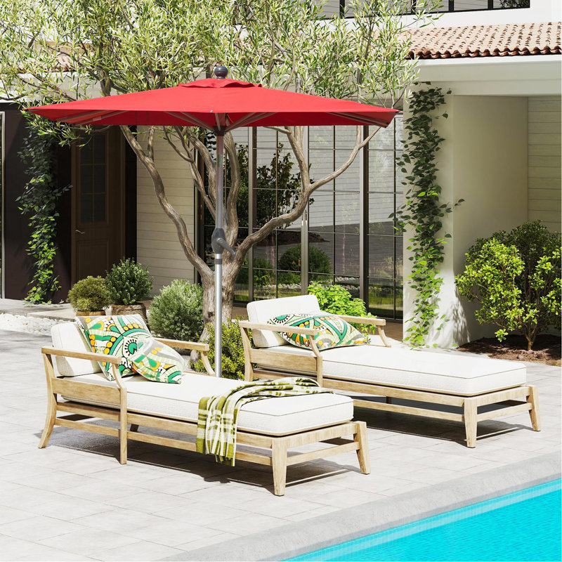 Parasol de patio rectangulaire à manivelle, rouge brique (base non incluse), L 135,83 po x P 104,33 po, Rouge brique