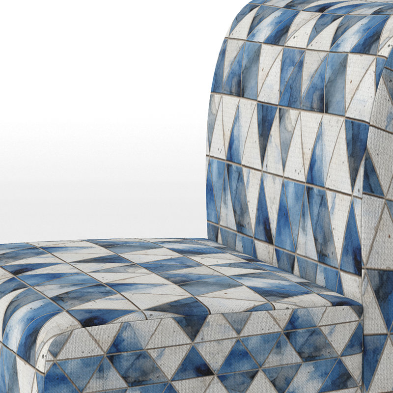 Rustic Cobalt Triangle Symphony - Fauteuil de chambre rembourré moderne, fauteuil d'appoint géométrique moderne