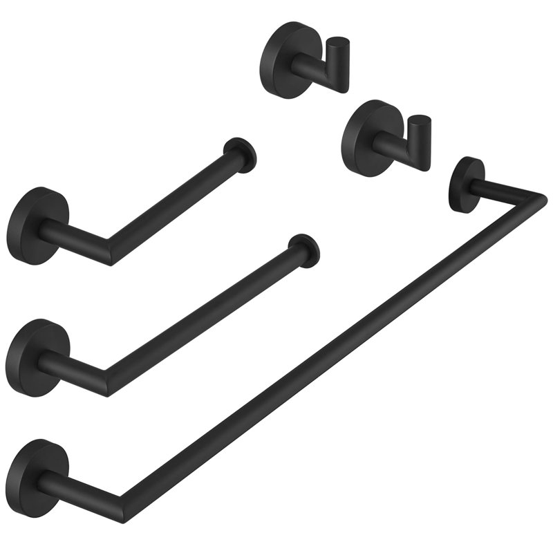5 Piece Bathroom Hardware Set Stainless Steel Bathroom Hardware Accessories Kit Wall Mounted Bathroom Towel Bar Set