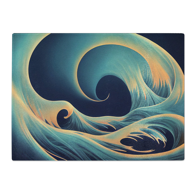 Surreal Wave Abstract  Glass Chopping Board