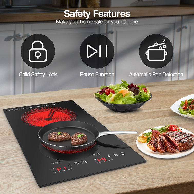 GTKZW Induction Cooktop 2 Burner Electric Cooktop Touch Control 110V 4000W