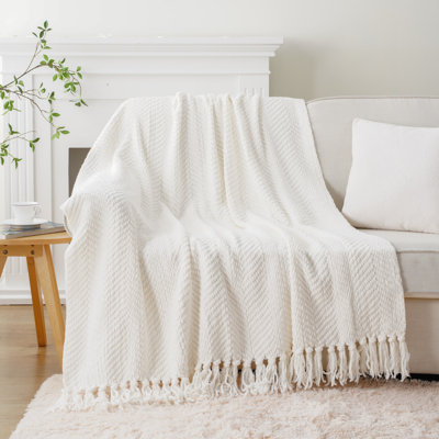 Jeté pour canapé, jeté chaud super doux pour lit simple, couverture en chenille tissée en tricot polyvalente pour le décor de la chambre à coucher