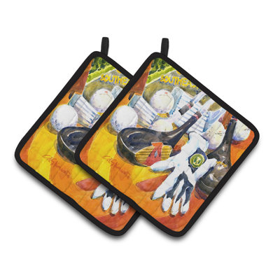 Caroline's Treasures Golf Clubs Polyester Potholder Set