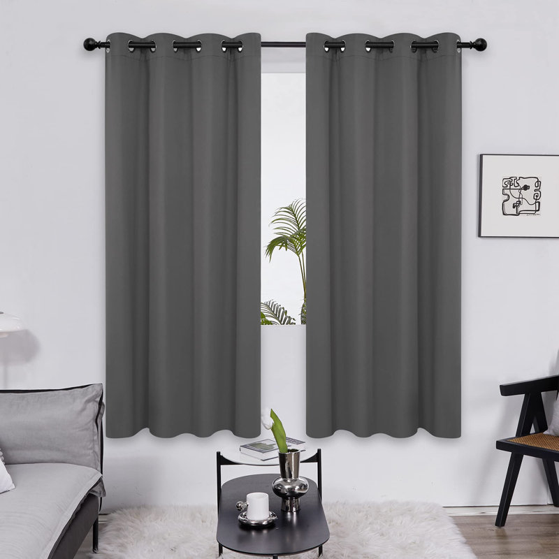 Thermal Insulated Room Darkening Grommet Curtain Panels (Set of 4), 42" W x 108" L, Dark Gray