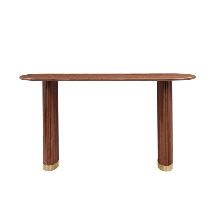 Length 59.1 Inch Entryway Table for Living Room,Narrow Console Table with Unique Stainless Steel legs Design, Modern Design MDF Sofa Table Entrance Table for Hallway, Entrance,Apartment,Brown