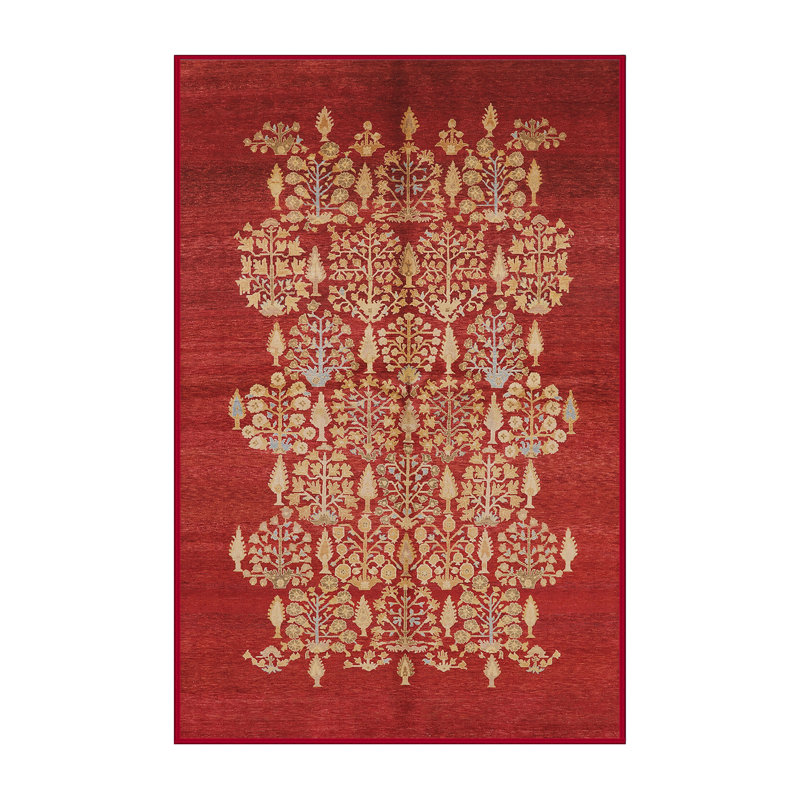 Tapis rouge à motif floral Winslet, Tapis de couloir 2 pi x 5 pi