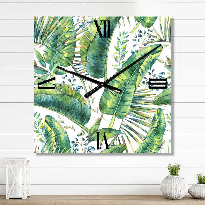 Horloge murale à motif de feuilles de bananier, Petit