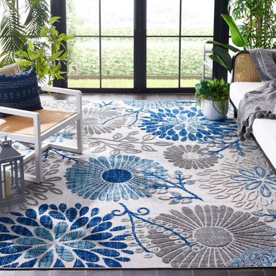 Kellems Indoor/Outdoor Grey/Royal Blue Rug