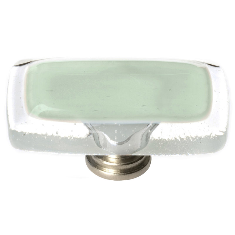Reflective Rectangular Knob, Polished Chrome, Spruce Green