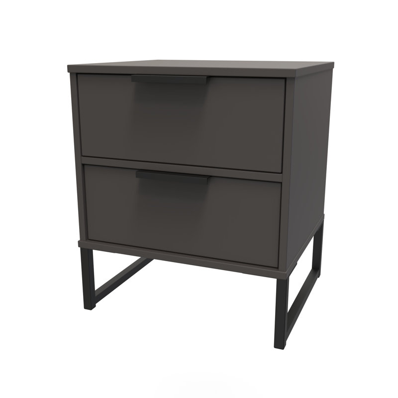 Turah 2 Drawer Bedside Cabinet (Ready Assembled), Graphite