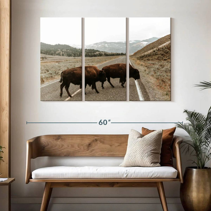 Brampt Bison In Lamar Valley, 32" H x 50" W