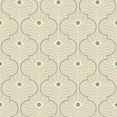 Moroccan Peacock - Bone Wallpaper