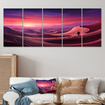 "Mauve et rose, homme perdu dans le désert I, 5 pièces", 5 pièces