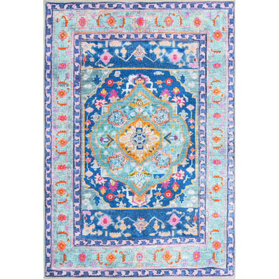 Tapis traditionnel Utin couleur ciel