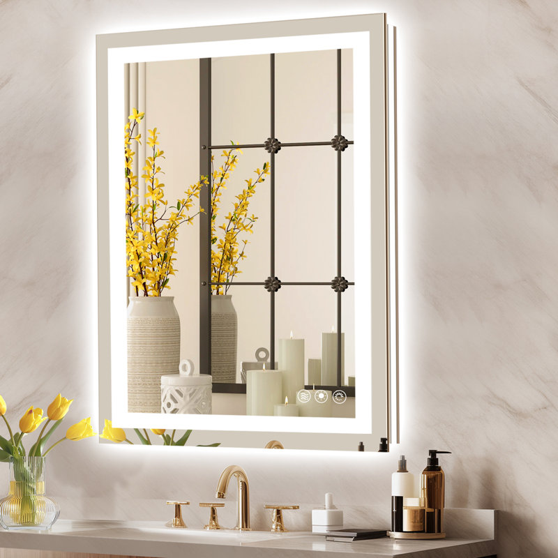 Flat LED Wall Mirror, 60" H x 36" W x 1.18" D