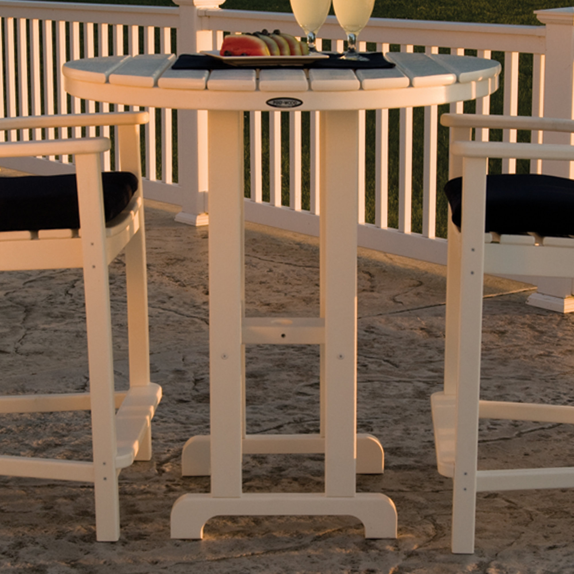 POLYWOOD Round Farmhouse Counter Table, White, 36"