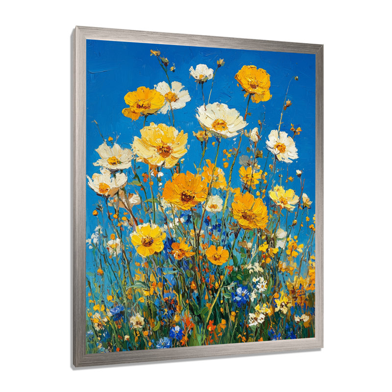 Bassham - décoration murale florale, Argent argent, H 20 po x l 12 po, Reproduction encadrée d'une seule photo