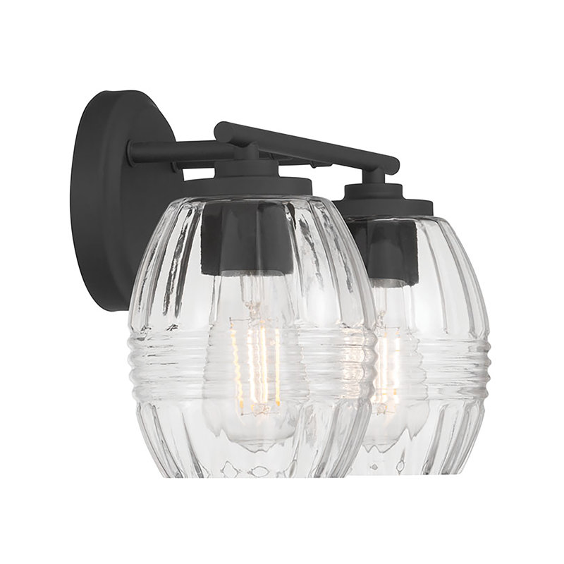 Meuble-lavabo 2 lumières Amarye, H 8,75 po x l 14 po x P 7,5 po, Noir, Deux lumières