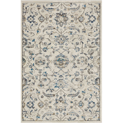 Margarida Blue Floral Ornamental Area Rug