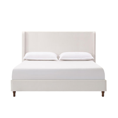 Harper Tall Headboard Upholstered Bed / 54" High Headboard / Elegant Simplicity / No Box Spring Needed / Easy Assembly / California King / Cream White