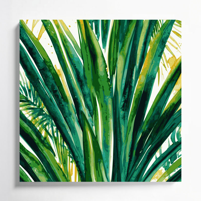 "Watercolor Botanical 54", art mural sur toile verte, H 12 po x l 12 po