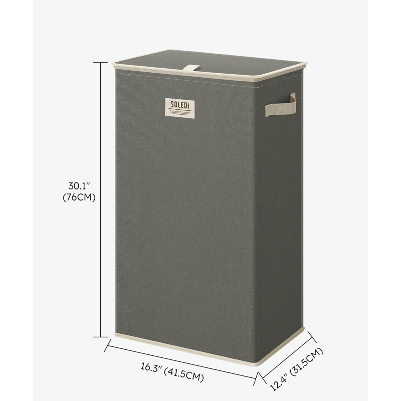 Fabric Laundry Hamper, Concrete Grey