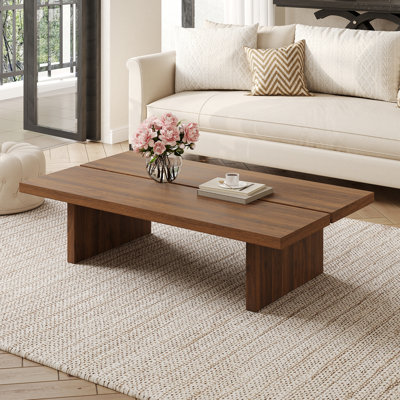 47"Modern Wood Coffee Table, Rectangler Sled Coffee Table for Livingroom by Latitude Run