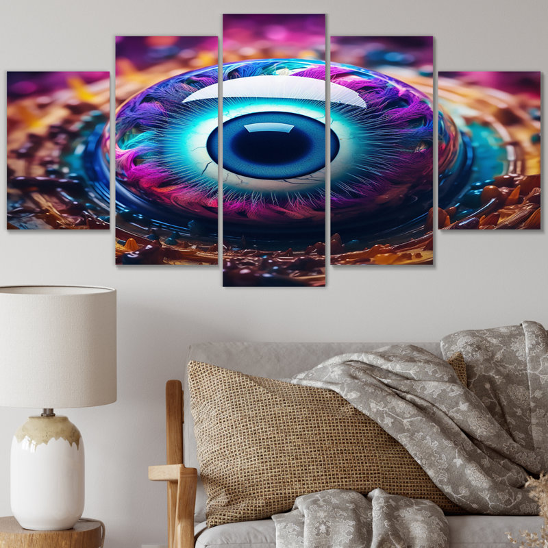 Eye of Consciousness Retro Futuristic I - Décoration murale moderne - 5 panneaux