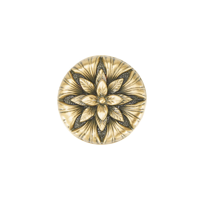 KEY LARGO KNOB 1-1/8”; BURNISH BRASS, Museum Gold