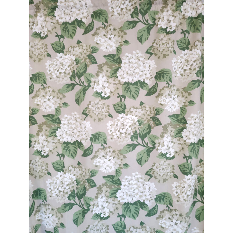 Hydrangea Cotton Blend Room Darkening Curtain Pair, 50" W x 96" L, Navy