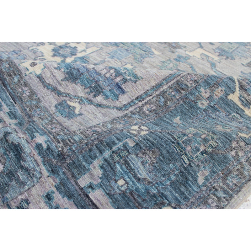 High-Quality Hand-Knotted Grey And Dark Grey Area Rug