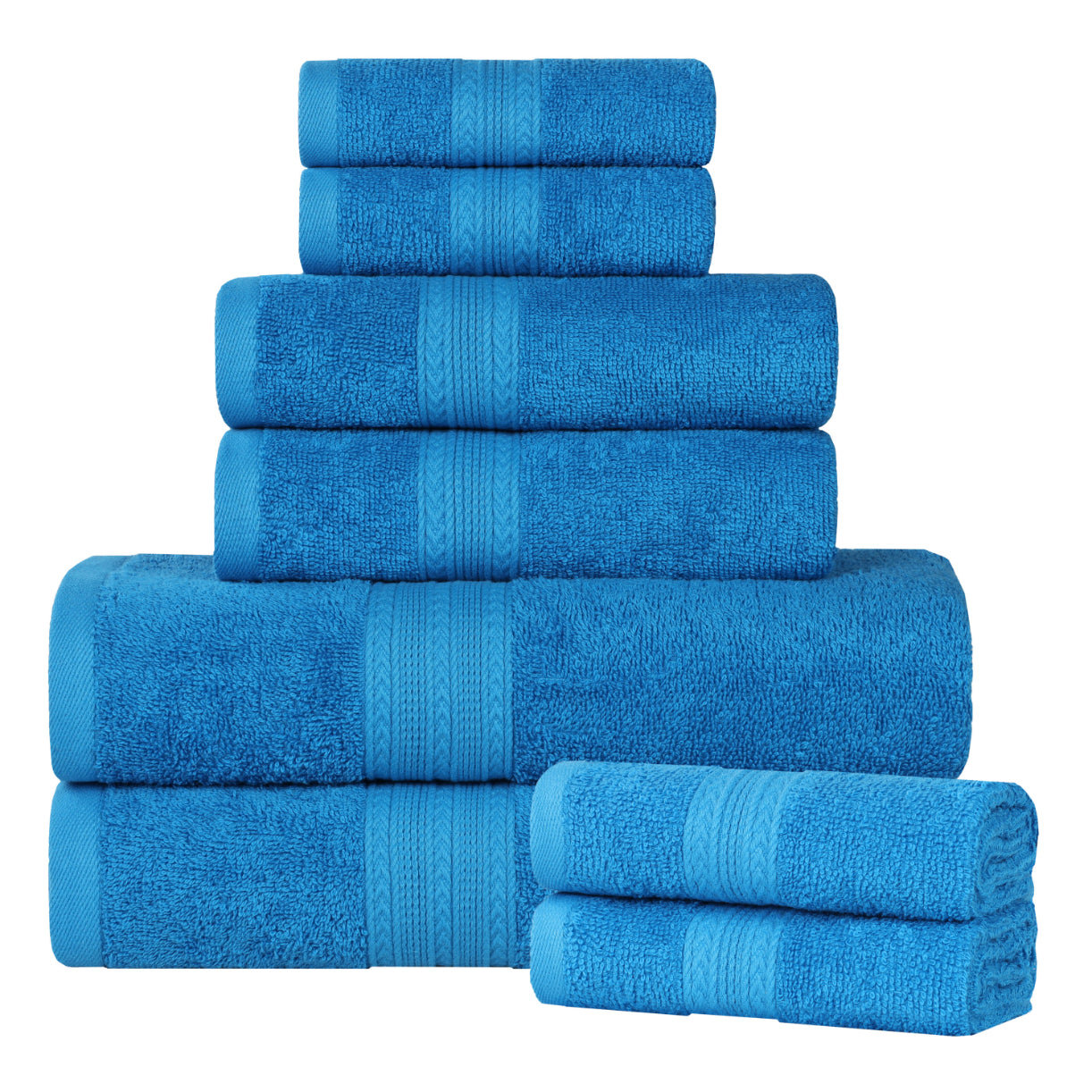 Asleigh 8-Piece Cotton Towel Set, Aster Blue