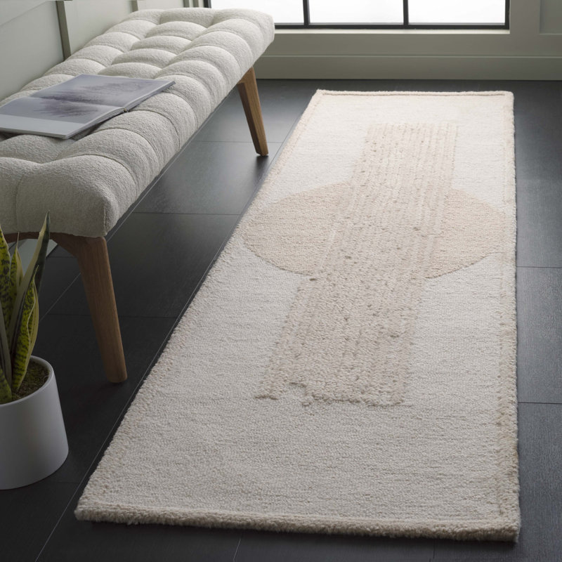 Vanceboro Rodeo Drive Hand Tufted Wool/Cotton Abstract Rug in Beige/Ivory, Runner 2'3" x 8'