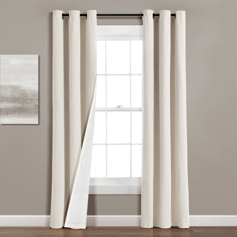 Lush Decor Linen Grommet Cotton Blend Blackout Curtain Single Panel, Light Linen