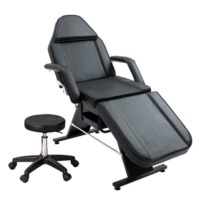 Adjustable Multi-Position Massage Chair & Tattoo Bed with Hydraulic Stool - Heavy Duty 3-Section Facial Esthetician Table for Salon Spa