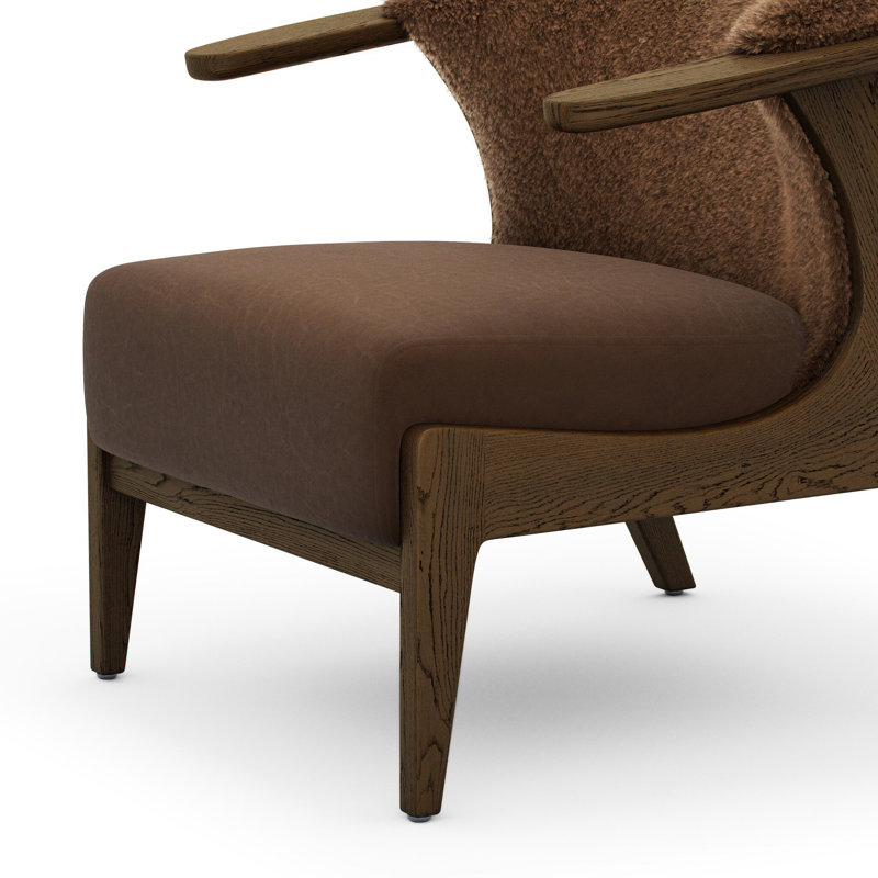 Fabian Chair-Cream Shearling, Ochre Shearling, Fawn Oak
