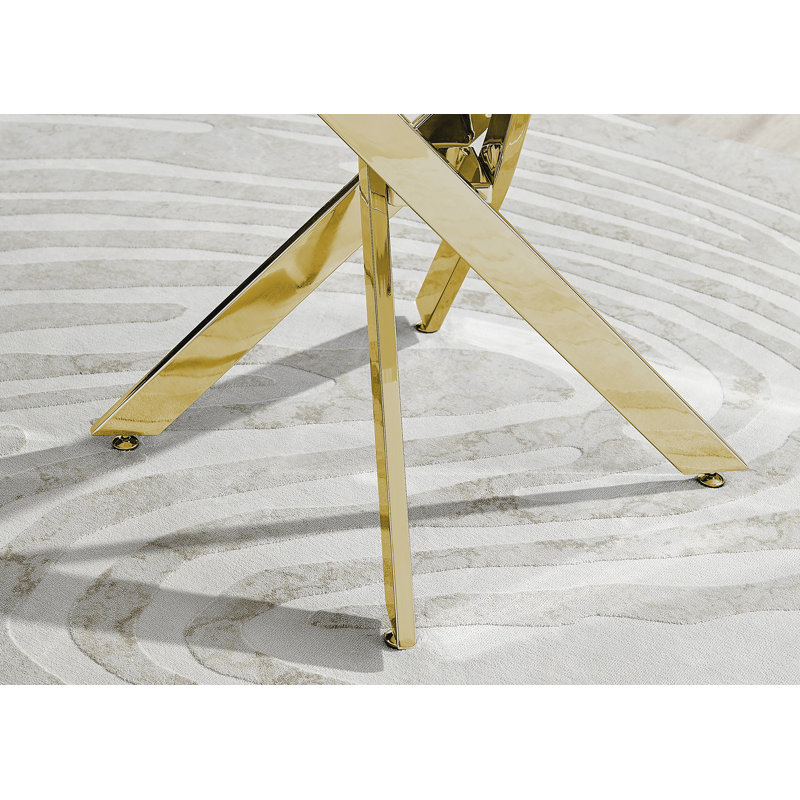 Eubanks 4 - Person Dining Set, Cream/Gold