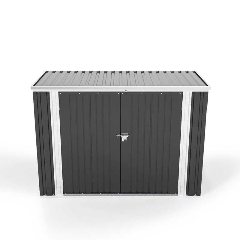 Atrice 6 ft. W x 3 ft. D Metal Garbage Shed, Black