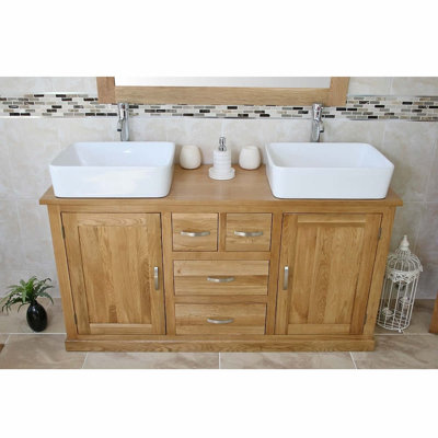 Ellis Solid Oak 143mm Free-Standing Vanity Unit